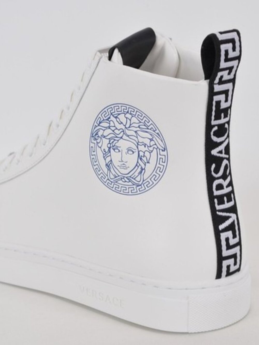Versace Leather Medusa Logo White Hi-Top Sneakers